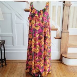 ISAAC MIZRAHI Sleeveless Floral Maxi Dress Plus Size 2X